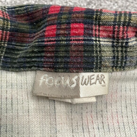 Focus Wear Vintage 90's Seersucker Textured Shirt Mens Medium Multi Plaid Cotton - Picture 3 of 12